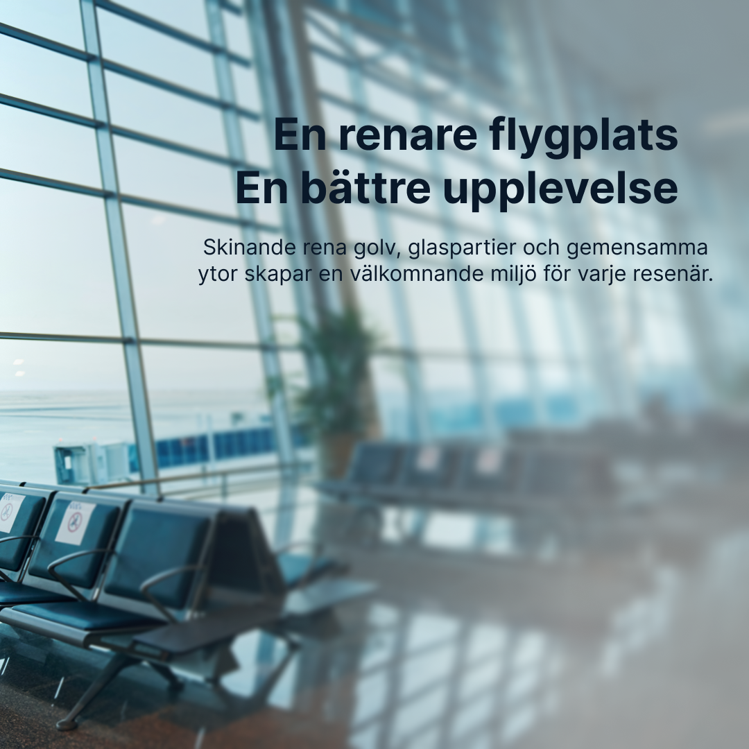 Ljus flygplatsterminal med skinande rena golv och glaspartier